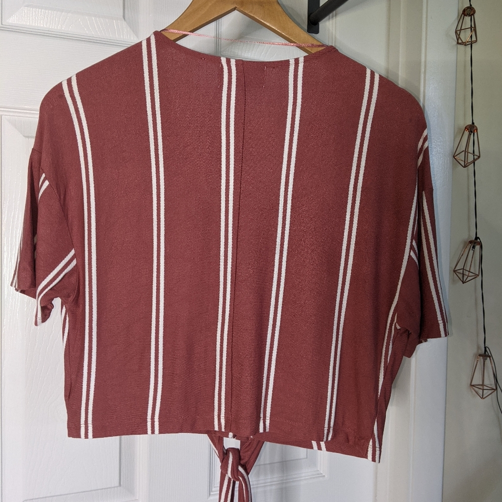 Cropped, Tie-Front Button-Up Top - image 2